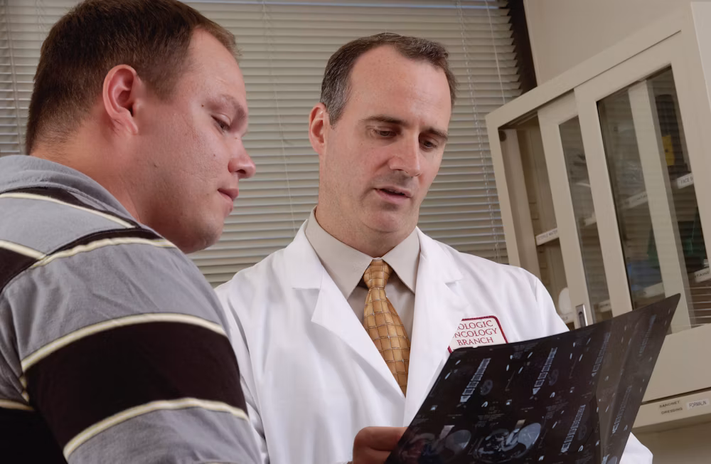 Clinician performing a diagnostic examination
